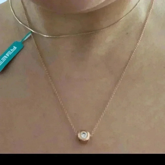 EFFY Rose Gold Necklace Bezel Round Center Diamond Pendant NWT NEVER USED - Picture 3 of 11